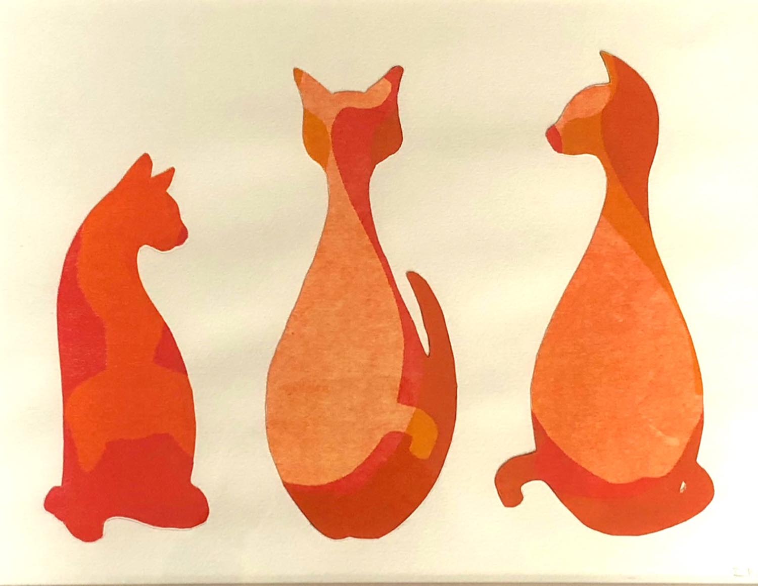 Photo of Three Cats monoprint